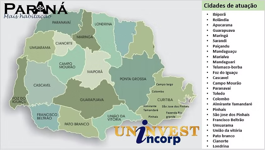 Campo de Atuação Uninvest no Paraná